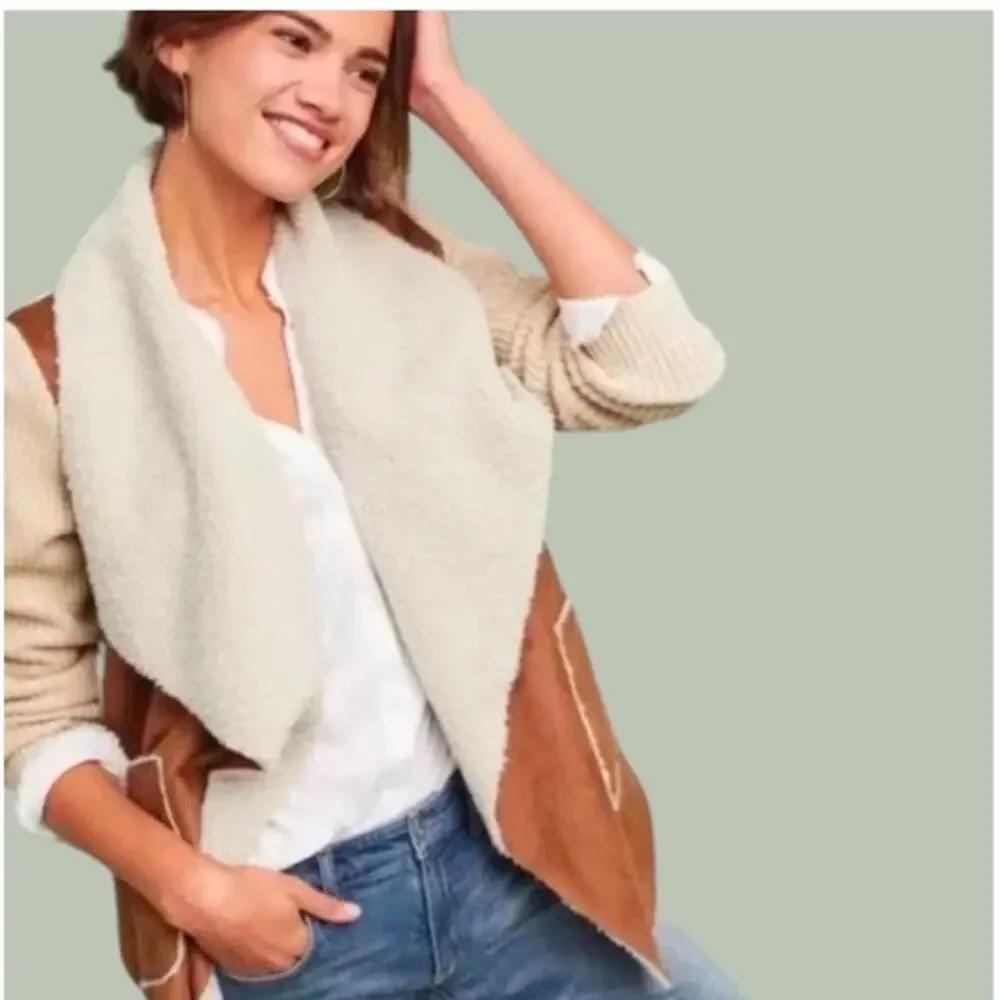 Anthropologie Moth Sherpa Moto‎ Sweater Jacket Size XS